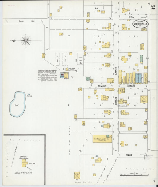 Sanborn Fire Insurance Map from Morrisville, Polk County, Missouri (1900), Sheet #0002 - Historic Sanborn Fire Insurance Map Print, vintage old map wall art, antique decor, genealogy gift, Missouri Missouri map