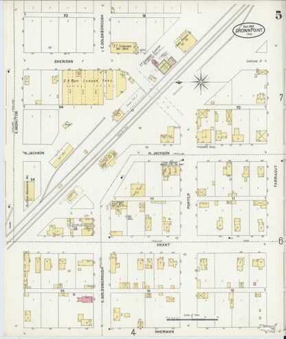 Sanborn Fire Insurance Map from Crown Point, Lake County, Indiana (1905), Sheet #0005 - Complete Map Set gallery image, historic Sanborn map, vintage wall art, Indiana Indiana