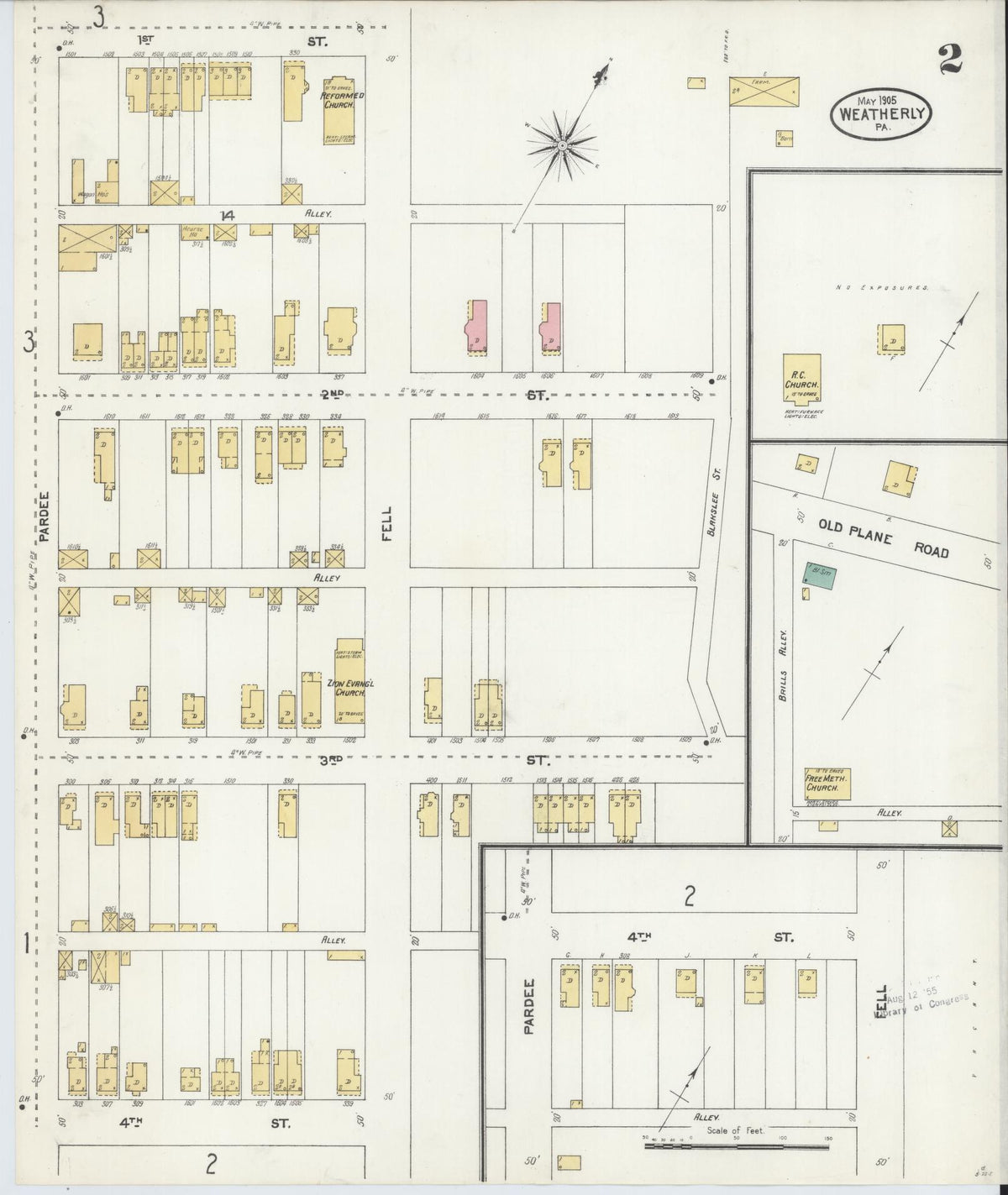 Sanborn Fire Insurance Map from Weatherly, Carbon County, Pennsylvania (1905), Sheet #0002 - Historic Sanborn Fire Insurance Map Print, vintage old map wall art, antique decor, genealogy gift, Pennsylvania Pennsylvania map