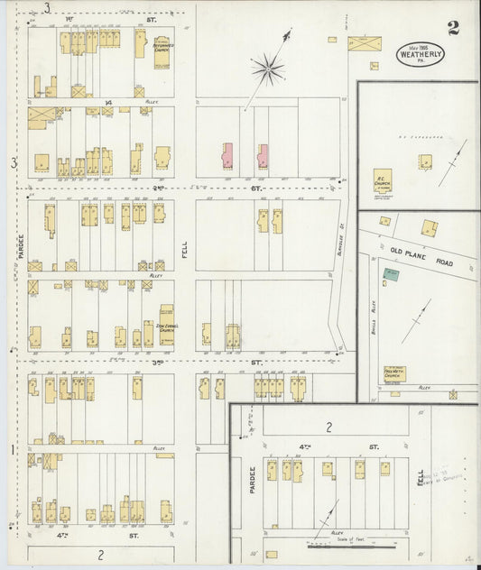 Sanborn Fire Insurance Map from Weatherly, Carbon County, Pennsylvania (1905), Sheet #0002 - Historic Sanborn Fire Insurance Map Print, vintage old map wall art, antique decor, genealogy gift, Pennsylvania Pennsylvania map