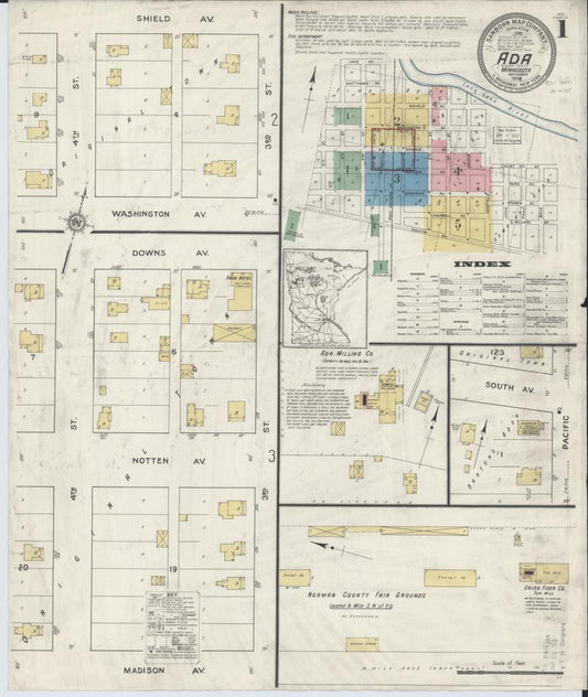 Sanborn Fire Insurance Map from Ada, Norman County, Minnesota. (1916) – Map View