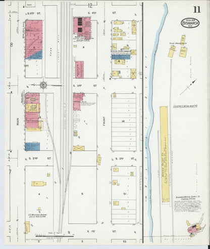 Sanborn Fire Insurance Map from Bismarck, Burleigh County, North Dakota (1919), Sheet #0011 - Complete Map Set gallery image, historic Sanborn map, vintage wall art, North Dakota North Dakota