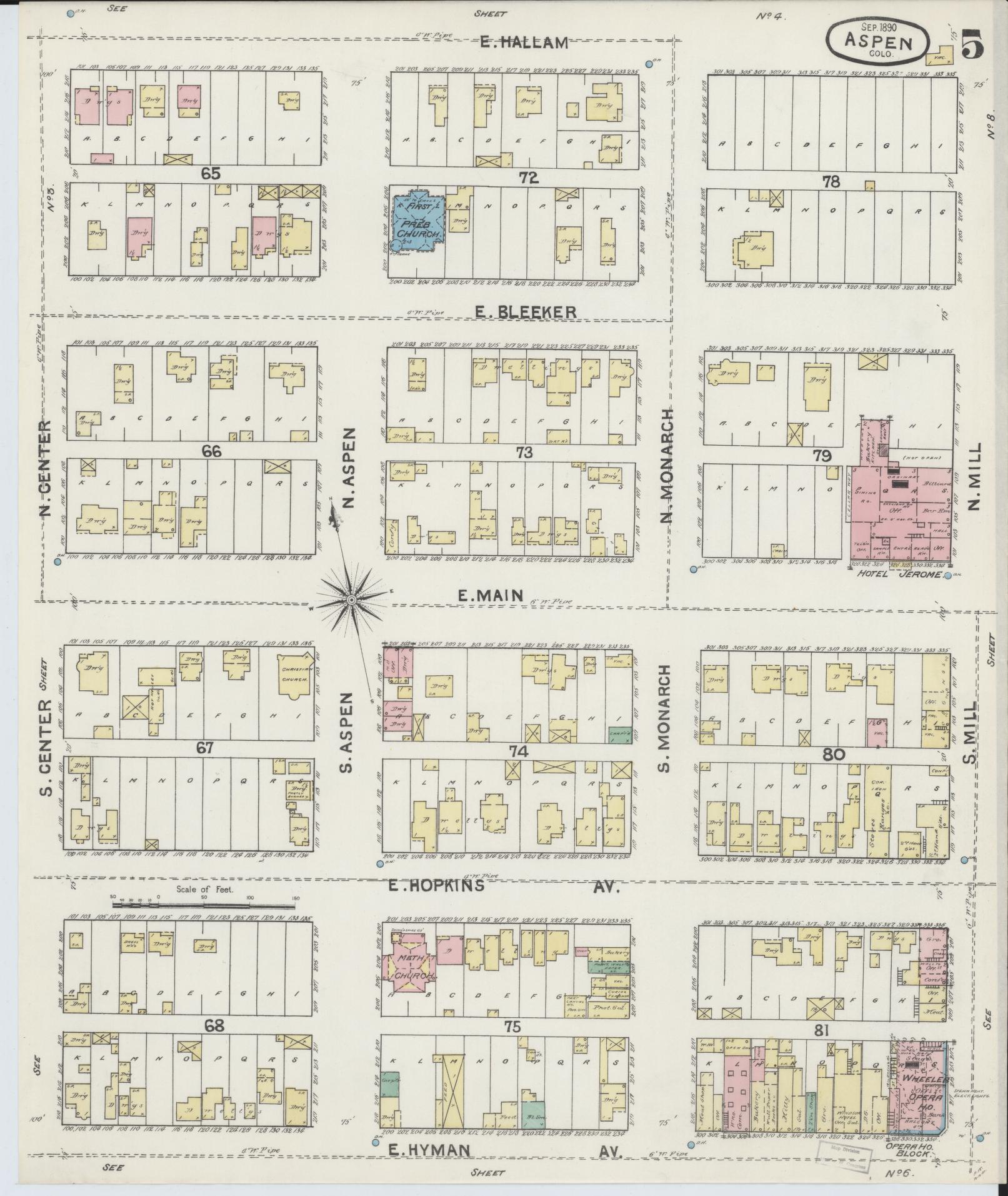 Sanborn Fire Insurance Map from Aspen, Pitkin County, Colorado (1890), Sheet #0005 - Complete Map Set gallery image, historic Sanborn map, vintage wall art, Colorado Colorado