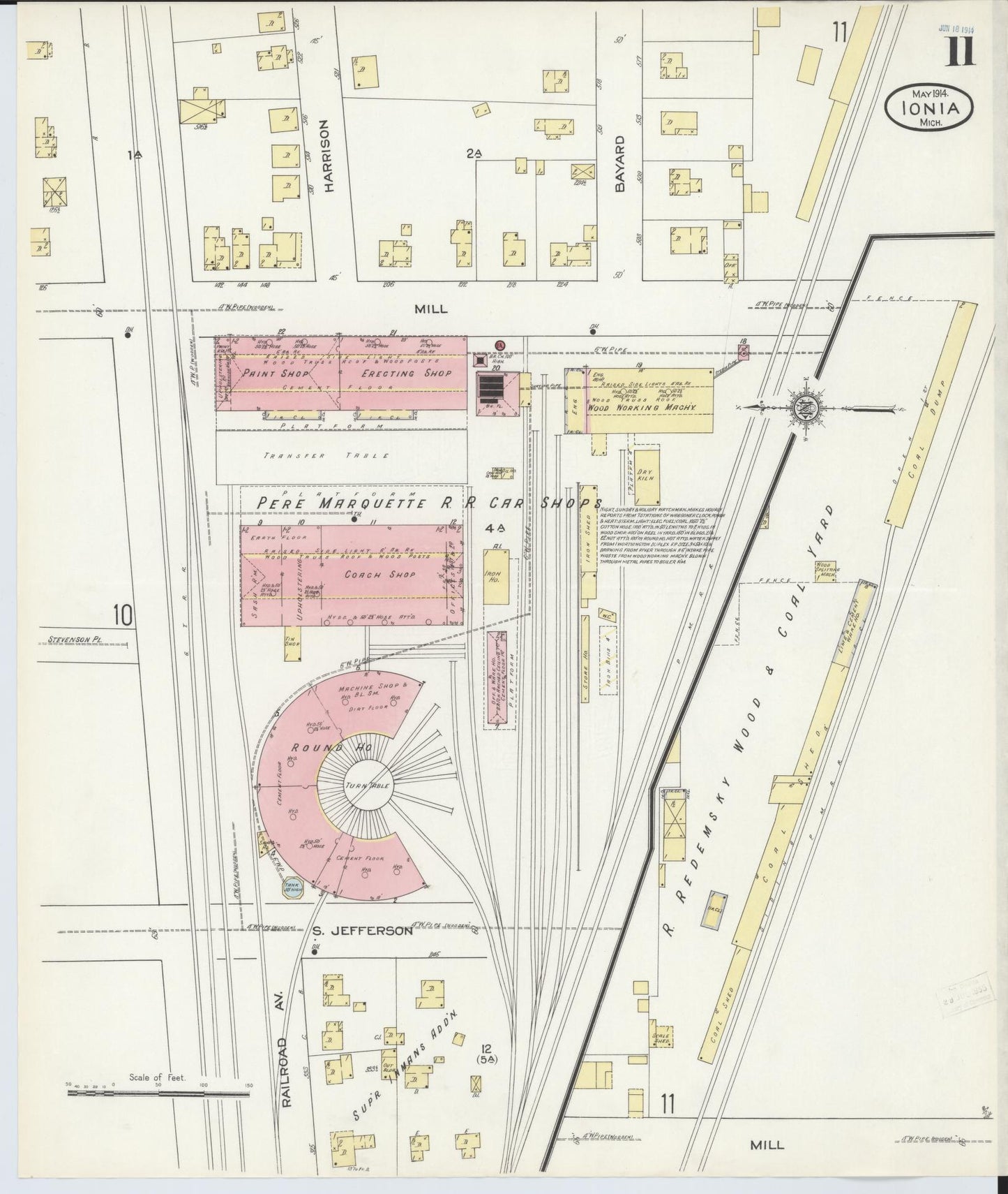 Sanborn Fire Insurance Map from Ionia, Ionia County, Michigan (1914), Sheet #0011 - Historic Sanborn Fire Insurance Map Print, vintage old map wall art, antique decor, genealogy gift, Michigan Michigan map