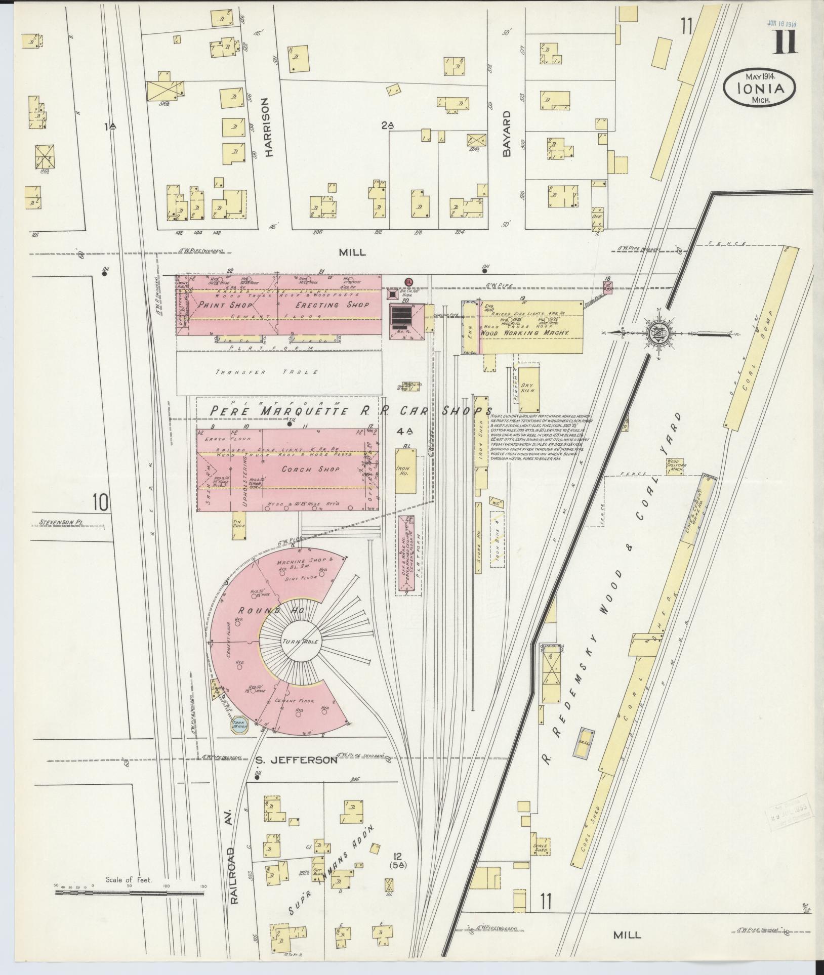 Sanborn Fire Insurance Map from Ionia, Ionia County, Michigan (1914), Sheet #0011 - Historic Sanborn Fire Insurance Map Print, vintage old map wall art, antique decor, genealogy gift, Michigan Michigan map