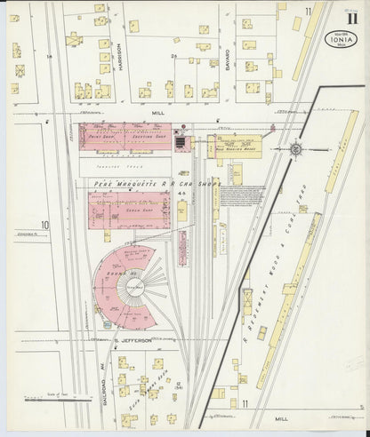 Sanborn Fire Insurance Map from Ionia, Ionia County, Michigan (1914), Sheet #0011 - Historic Sanborn Fire Insurance Map Print, vintage old map wall art, antique decor, genealogy gift, Michigan Michigan map