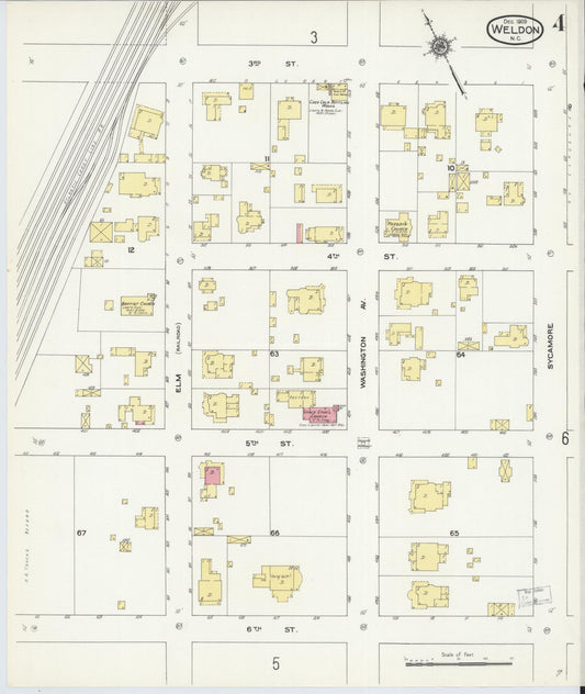 Sanborn Fire Insurance Map from Weldon, Halifax County, North Carolina (1909), Sheet #0004 - Historic Sanborn Fire Insurance Map Print, vintage old map wall art, antique decor, genealogy gift, North Carolina North Carolina map