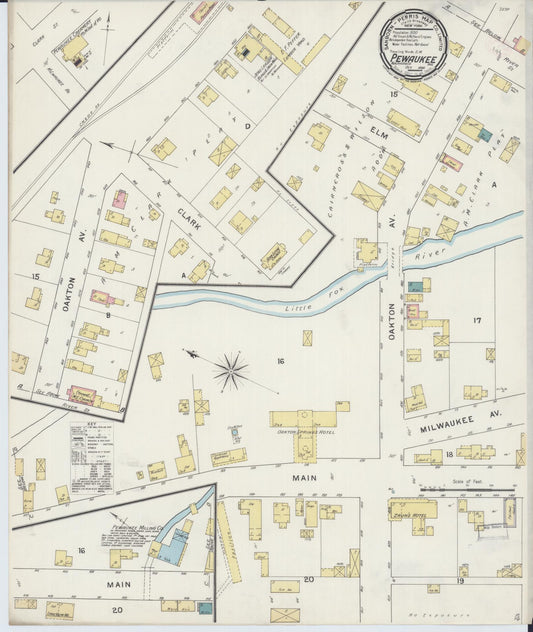 Sanborn Fire Insurance Map from Pewaukee, Waukesha County, Wisconsin (1894), Sheet #0001 - Historic Sanborn Fire Insurance Map Print, vintage old map wall art, antique decor, genealogy gift, Wisconsin Wisconsin map
