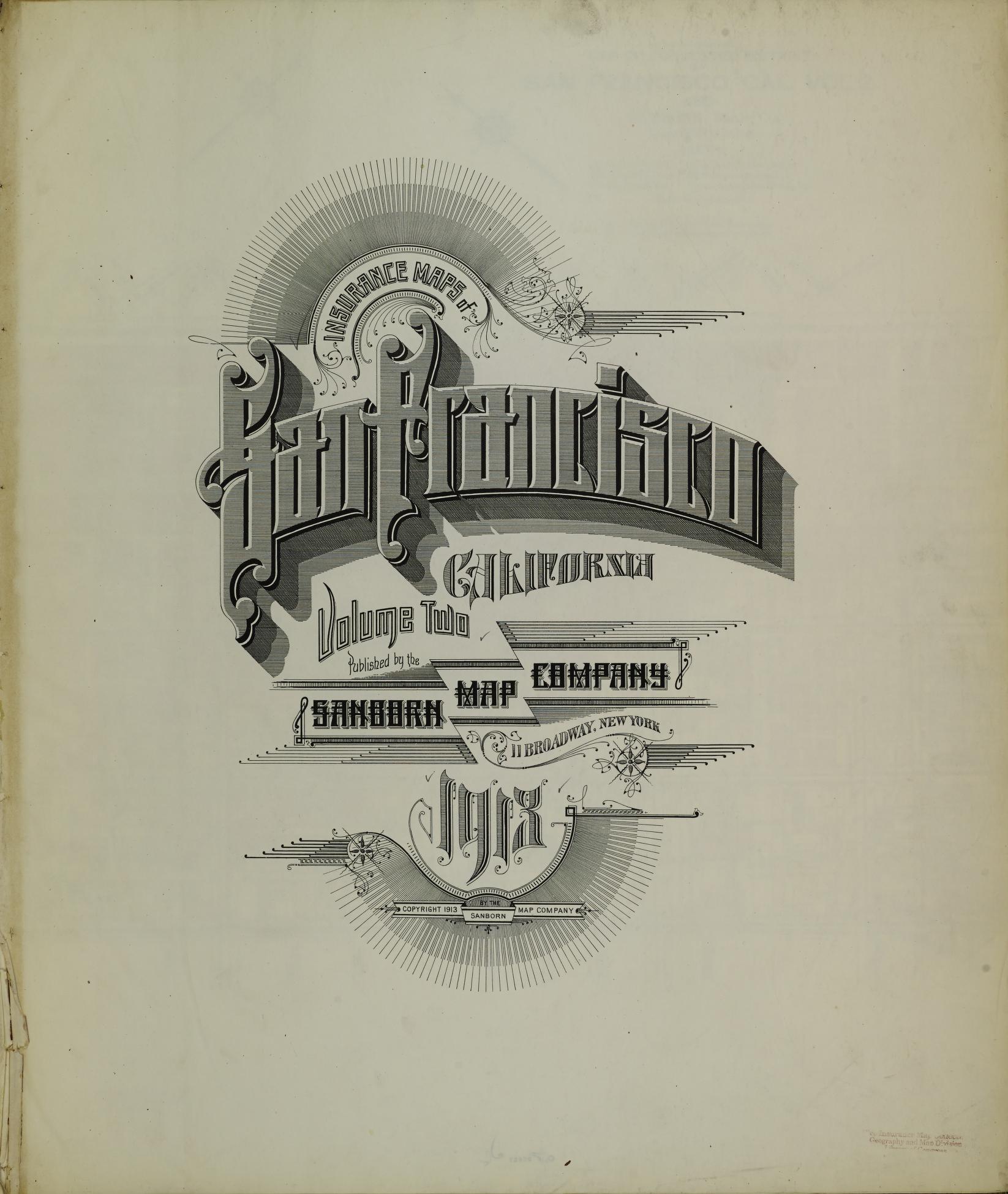 Sanborn Fire Insurance Map from San Francisco, San Francisco County, California (1913), Sheet #0001 - Complete Map Set gallery image, historic Sanborn map, vintage wall art, California California