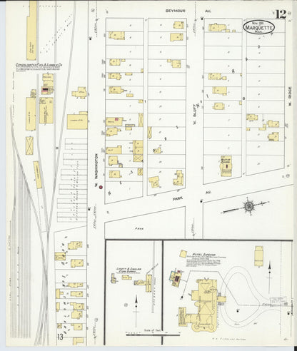 Sanborn Fire Insurance Map from Marquette, Marquette County, Michigan (1911), Sheet #0012 - Complete Map Set gallery image, historic Sanborn map, vintage wall art, Michigan Michigan