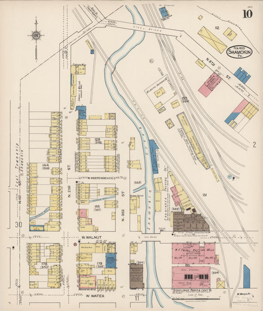 Sanborn Fire Insurance Map from Shamokin, Northumberland County, Pennsylvania (1922), Sheet #0010 - Historic Sanborn Fire Insurance Map Print, vintage old map wall art, antique decor, genealogy gift, Pennsylvania Pennsylvania map
