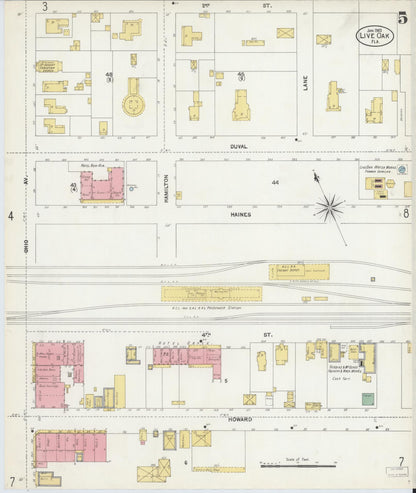 Sanborn Fire Insurance Map from Live Oak, Suwanee County, Florida (1903), Sheet #0005 - Complete Map Set gallery image, historic Sanborn map, vintage wall art, Florida Florida