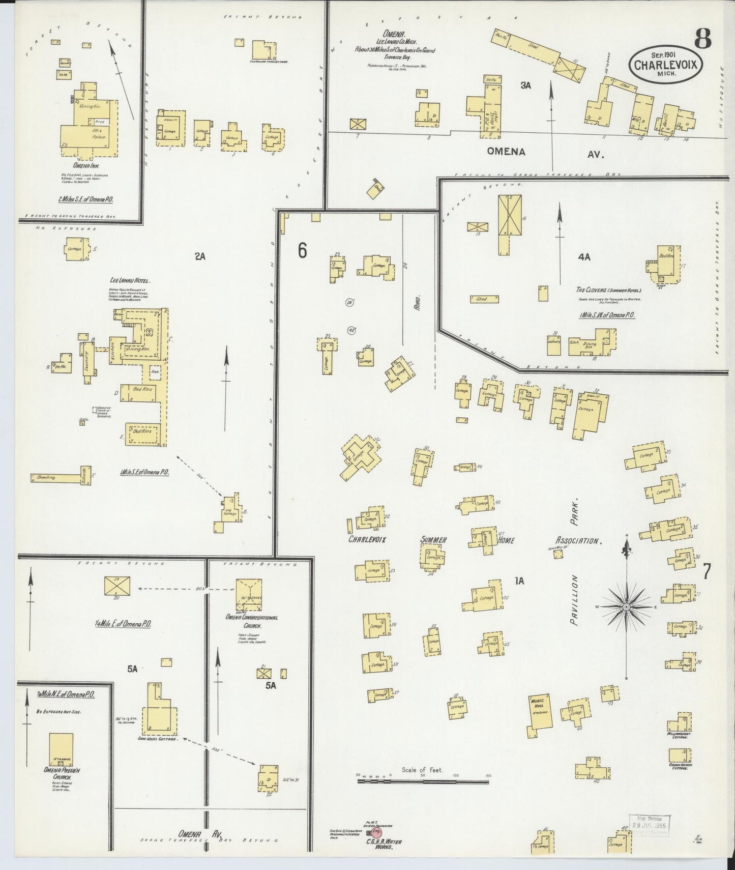 Sanborn Fire Insurance Map from Charlevoix, Charlevoix County, Michigan (1901), Sheet #0008 - Historic Sanborn Fire Insurance Map Print, vintage old map wall art, antique decor, genealogy gift, Michigan Michigan map