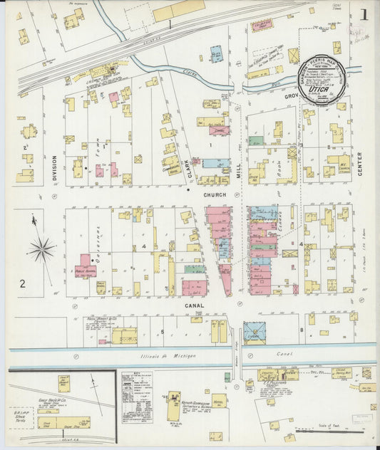 Sanborn Fire Insurance Map from Utica, La Salle County, Illinois (1896), Sheet #0001 - Complete Map Set gallery image, historic Sanborn map, vintage wall art, Illinois Illinois