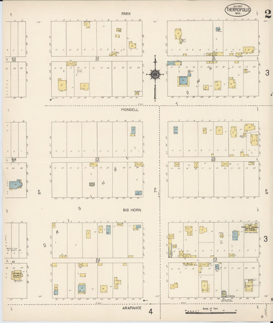 Sanborn Fire Insurance Map from Thermopolis, Hot Springs County, Wyoming (1912), Sheet #0002 - Historic Sanborn Fire Insurance Map Print, vintage old map wall art, antique decor, genealogy gift, Wyoming Wyoming map