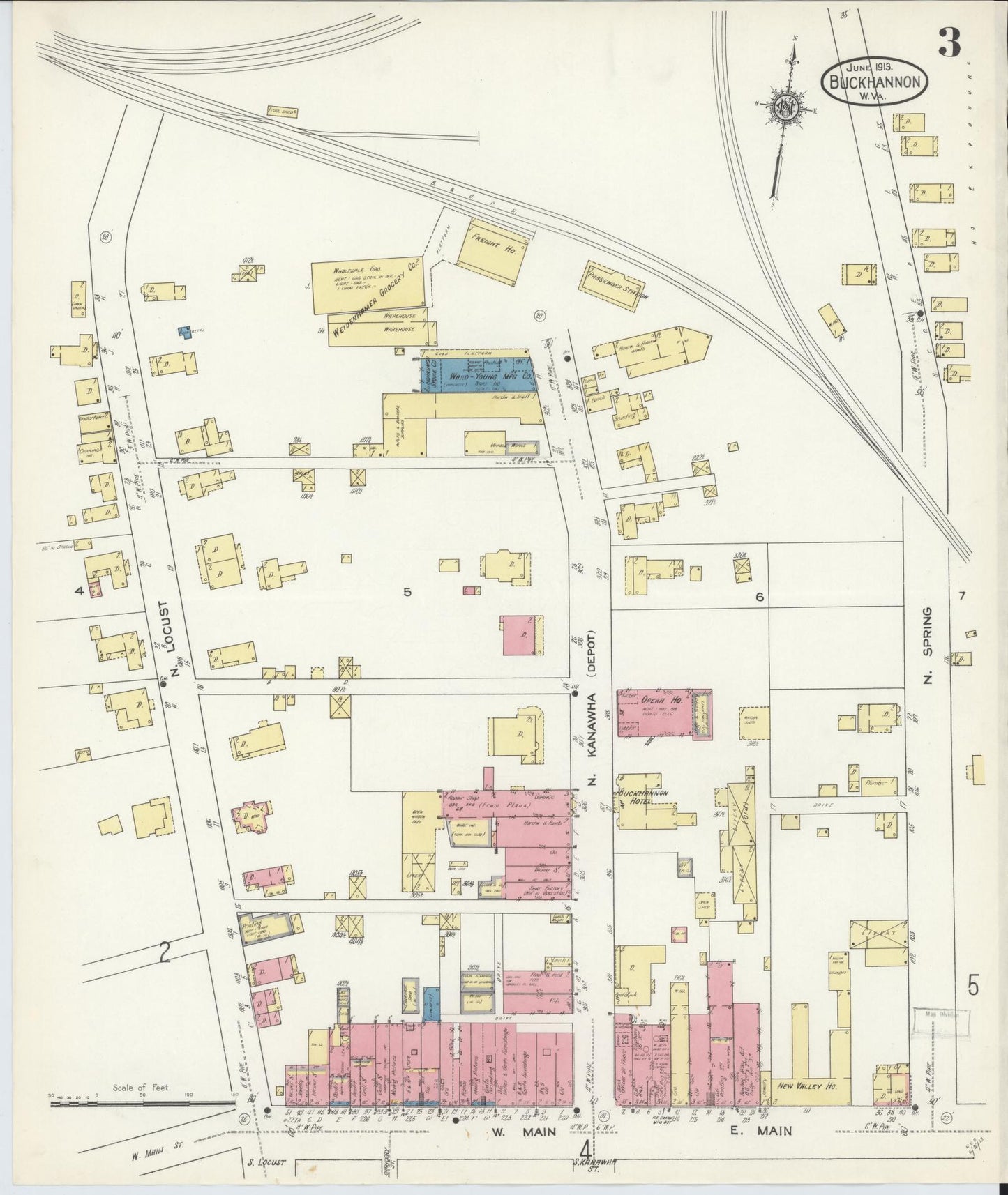 Sanborn Fire Insurance Map from Buckhannon, Upshur County, West Virginia (1913), Sheet #0003 - Complete Map Set gallery image, historic Sanborn map, vintage wall art, West Virginia West Virginia