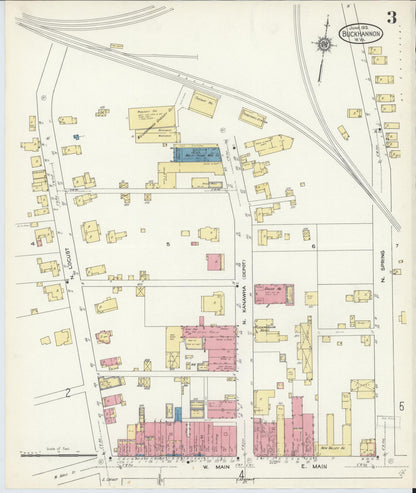 Sanborn Fire Insurance Map from Buckhannon, Upshur County, West Virginia (1913), Sheet #0003 - Complete Map Set gallery image, historic Sanborn map, vintage wall art, West Virginia West Virginia