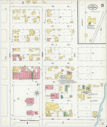Sanborn Fire Insurance Map from Auburn, De Kalb County, Indiana (1901), Sheet #0003 - Complete Map Set gallery image, historic Sanborn map, vintage wall art, Indiana Indiana