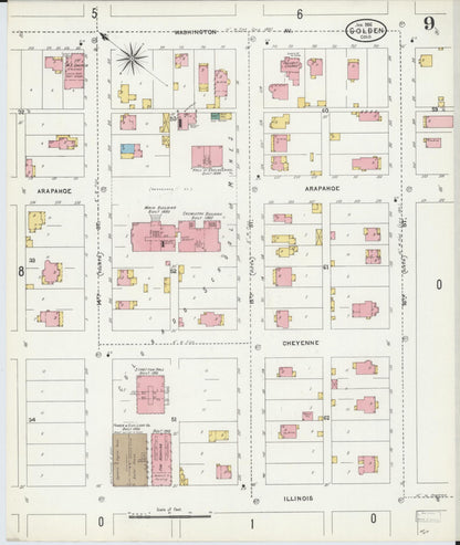 Sanborn Fire Insurance Map from Golden, Jefferson County, Colorado (1906), Sheet #0009 - Complete Map Set gallery image, historic Sanborn map, vintage wall art, Colorado Colorado