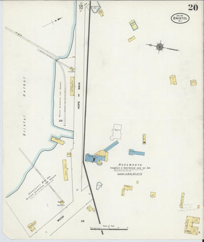 Sanborn Fire Insurance Map from Bristol, Bristol County, Rhode Island (1911), Sheet #0020 - Complete Map Set gallery image, historic Sanborn map, vintage wall art, Rhode Island Rhode Island