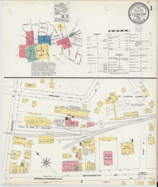 Sanborn Fire Insurance Map from Lexington, Middlesex County, Massachusetts (1903), Sheet #0001 - Complete Map Set gallery image, historic Sanborn map, vintage wall art, Massachusetts Massachusetts