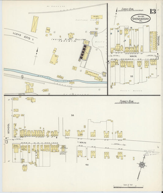 Sanborn Fire Insurance Map from Shenandoah, Schuylkill County, Pennsylvania (1913), Sheet #0013 - Historic Sanborn Fire Insurance Map Print, vintage old map wall art, antique decor, genealogy gift, Pennsylvania Pennsylvania map