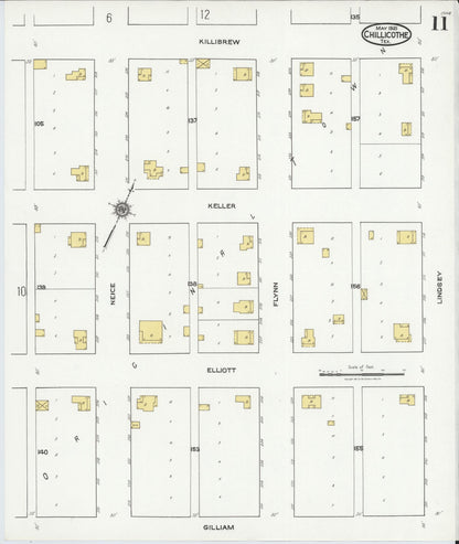 Sanborn Fire Insurance Map from Chillicothe, Hardeman County, Texas (1921), Sheet #0011 - Historic Sanborn Fire Insurance Map Print, vintage old map wall art, antique decor, genealogy gift, Texas Texas map