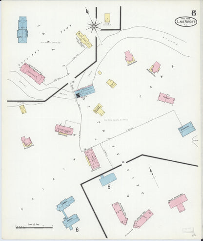 Sanborn Fire Insurance Map from Lake Forest, Lake County, Illinois (1909), Sheet #0006 - Complete Map Set gallery image, historic Sanborn map, vintage wall art, Illinois Illinois