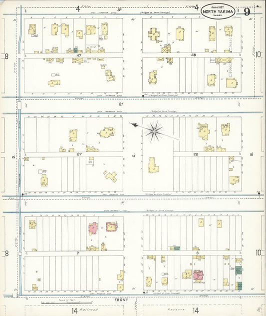Sanborn Fire Insurance Map from North Yakima, Yakima County, Washington (1897), Sheet #0009 - Historic Sanborn Fire Insurance Map Print, vintage old map wall art, antique decor, genealogy gift, Washington Washington map