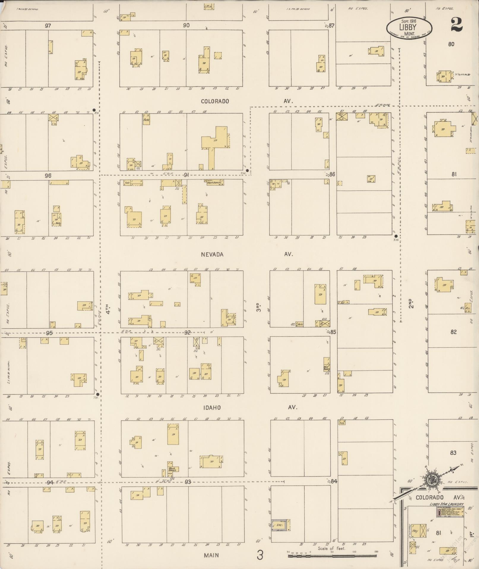 Sanborn Fire Insurance Map from Libby, Lincoln County, Montana (1916), Sheet #0002 - Historic Sanborn Fire Insurance Map Print, vintage old map wall art, antique decor, genealogy gift, Montana Montana map
