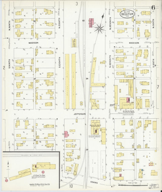 Sanborn Fire Insurance Map from Decatur, Adams County, Indiana (1907), Sheet #0006 - Historic Sanborn Fire Insurance Map Print, vintage old map wall art, antique decor, genealogy gift, Indiana Indiana map