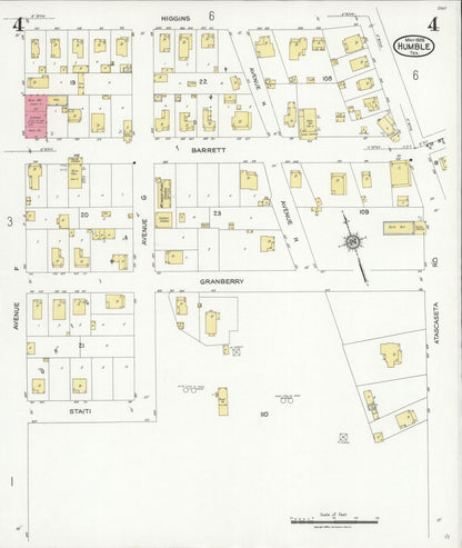 Sanborn Fire Insurance Map from Humble, Harris County, Texas (1926), Sheet #0004 - Complete Map Set gallery image, historic Sanborn map, vintage wall art, Texas Texas