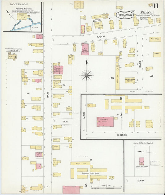 Sanborn Fire Insurance Map from Fort Edward, Washington County, New York (1909), Sheet #0011 - Historic Sanborn Fire Insurance Map Print, vintage old map wall art, antique decor, genealogy gift, New York New York map