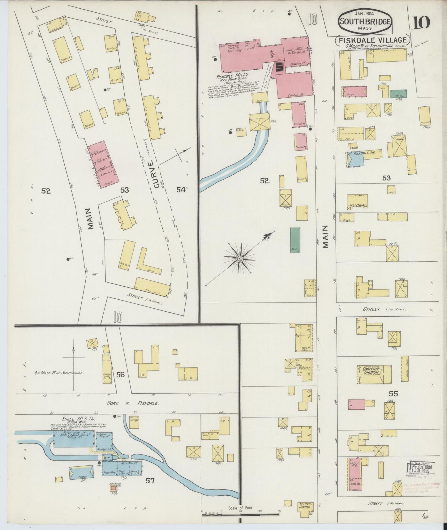 Sanborn Fire Insurance Map from Southbridge, Worcester County, Massachusetts (1894), Sheet #0010 - Complete Map Set gallery image, historic Sanborn map, vintage wall art, Massachusetts Massachusetts