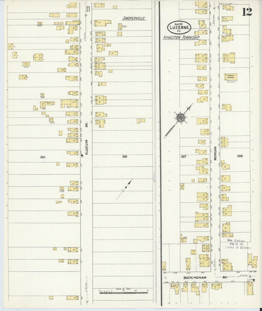 Sanborn Fire Insurance Map from Luzerne, Luzerne County, Pennsylvania (1911), Sheet #0012 - Historic Sanborn Fire Insurance Map Print, vintage old map wall art, antique decor, genealogy gift, Pennsylvania Pennsylvania map