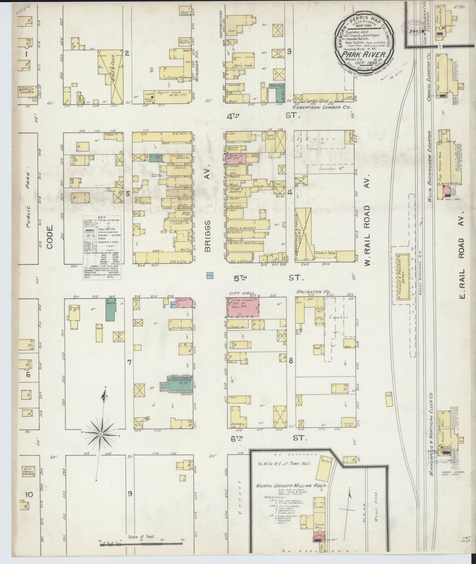 Sanborn Fire Insurance Map from Park River, Walsh County, North Dakota (1893), Sheet #0001 - Historic Sanborn Fire Insurance Map Print, vintage old map wall art, antique decor, genealogy gift, North Dakota North Dakota map