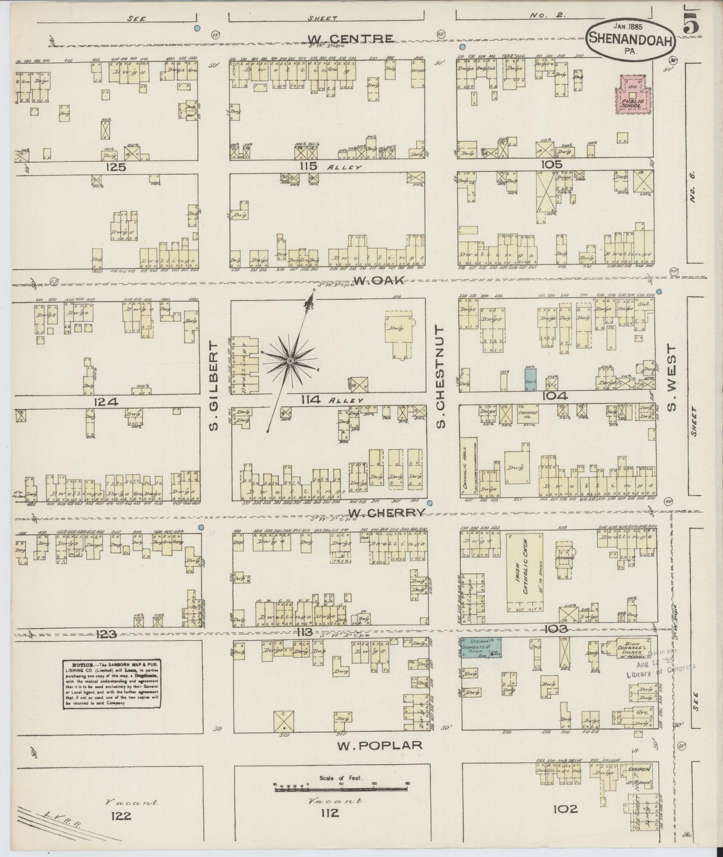 Sanborn Fire Insurance Map from Shenandoah, Schuylkill County, Pennsylvania (1885), Sheet #0005 - Complete Map Set gallery image, historic Sanborn map, vintage wall art, Pennsylvania Pennsylvania
