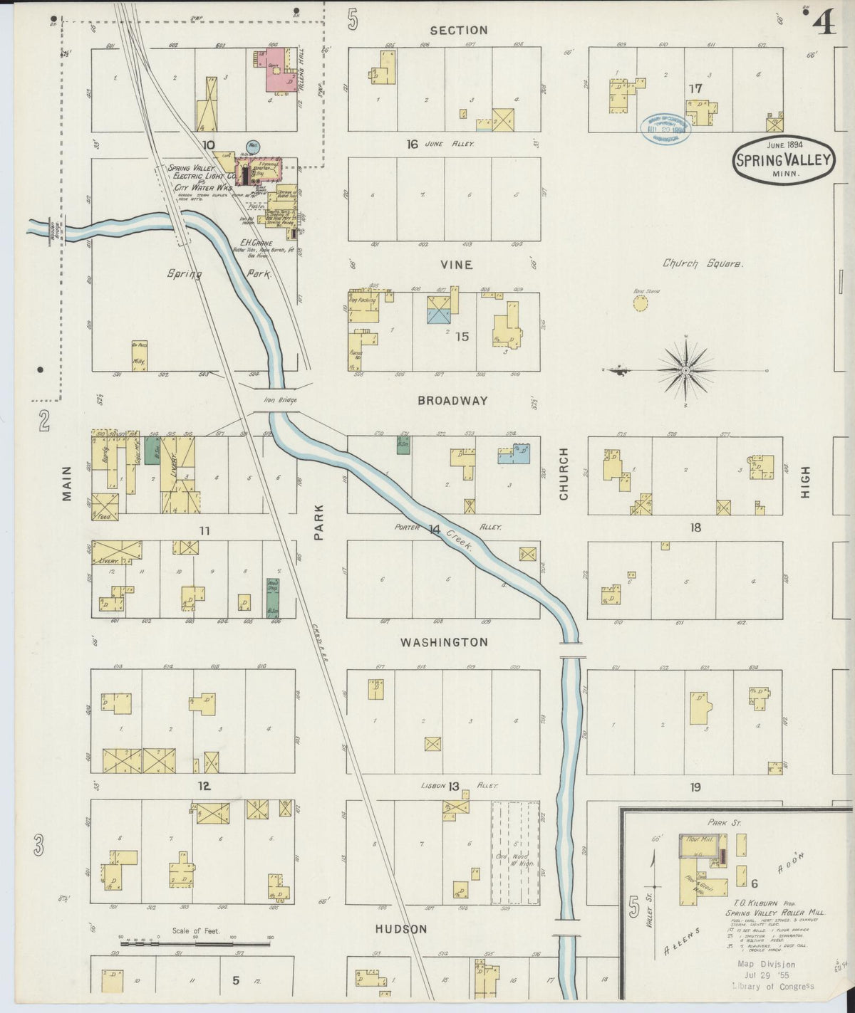 Sanborn Fire Insurance Map from Spring Valley, Fillmore County, Minnesota (1894), Sheet #0004 - Historic Sanborn Fire Insurance Map Print, vintage old map wall art, antique decor, genealogy gift, Minnesota Minnesota map