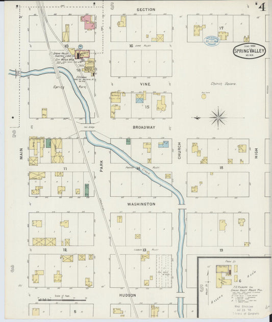 Sanborn Fire Insurance Map from Spring Valley, Fillmore County, Minnesota (1894), Sheet #0004 - Historic Sanborn Fire Insurance Map Print, vintage old map wall art, antique decor, genealogy gift, Minnesota Minnesota map