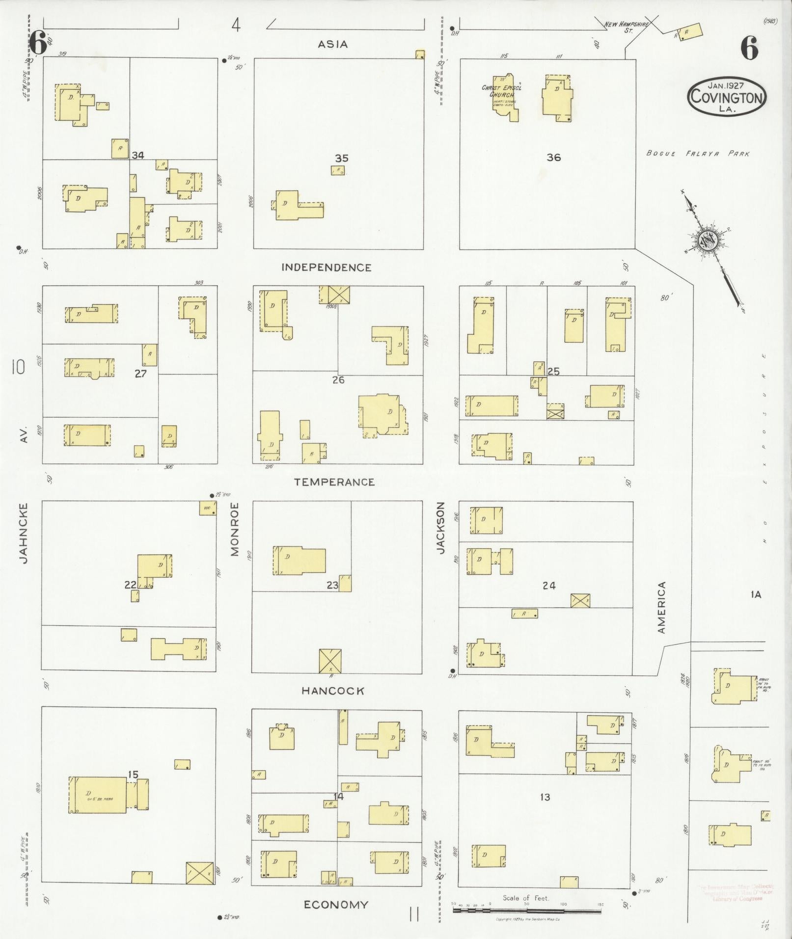 Sanborn Fire Insurance Map from Covington, Saint Tammany Parish, Louisiana (1927), Sheet #0006 - Complete Map Set gallery image, historic Sanborn map, vintage wall art, Louisiana Louisiana