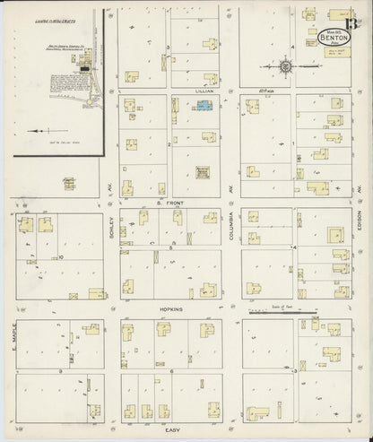 Sanborn Fire Insurance Map from Benton, Saline County, Arkansas (1915), Sheet #0013 - Complete Map Set gallery image, historic Sanborn map, vintage wall art, Arkansas Arkansas