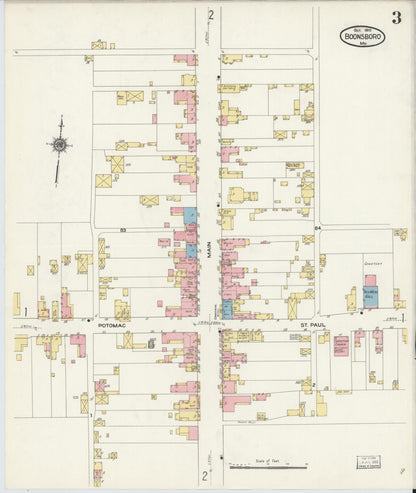 Sanborn Fire Insurance Map from Boonsboro, Washington County, Maryland (1910), Sheet #0003 - Complete Map Set gallery image, historic Sanborn map, vintage wall art, Maryland Maryland