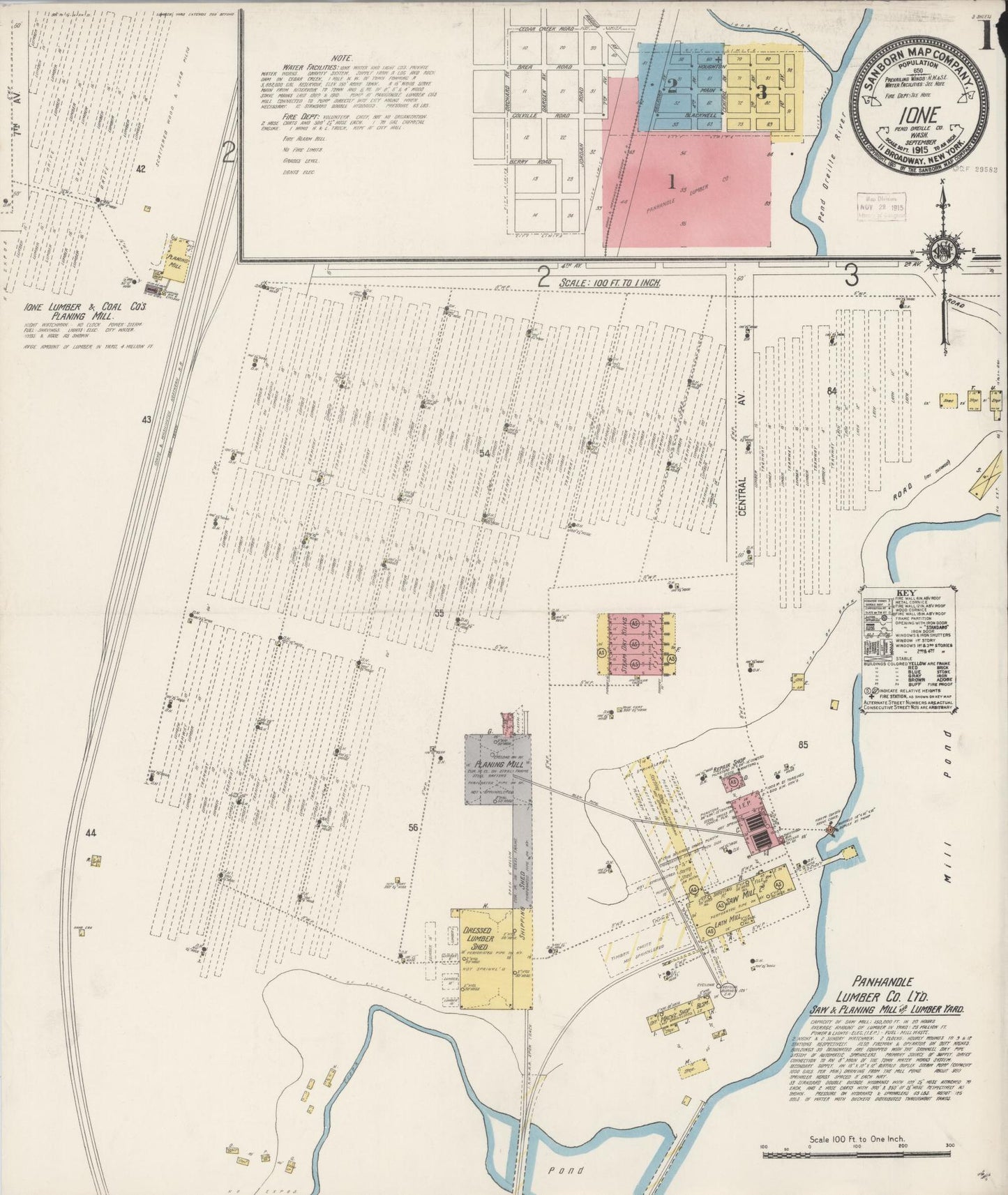 Sanborn Fire Insurance Map from Ione, Pend Oreille County, Washington (1915), Sheet #0001 - Complete Map Set gallery image, historic Sanborn map, vintage wall art, Washington Washington