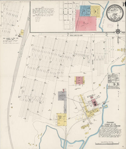 Sanborn Fire Insurance Map from Ione, Pend Oreille County, Washington (1915), Sheet #0001 - Complete Map Set gallery image, historic Sanborn map, vintage wall art, Washington Washington