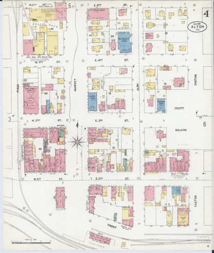Sanborn Fire Insurance Map from Alton, Madison County, Illinois (1902), Sheet #0004 - Historic Sanborn Fire Insurance Map Print, vintage old map wall art, antique decor, genealogy gift, Illinois Illinois map