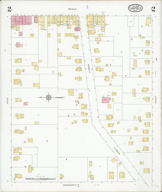 Sanborn Fire Insurance Map from Canfield, Mahoning County, Ohio (1928), Sheet #0002 - Historic Sanborn Fire Insurance Map Print, vintage old map wall art, antique decor, genealogy gift, Ohio Ohio map