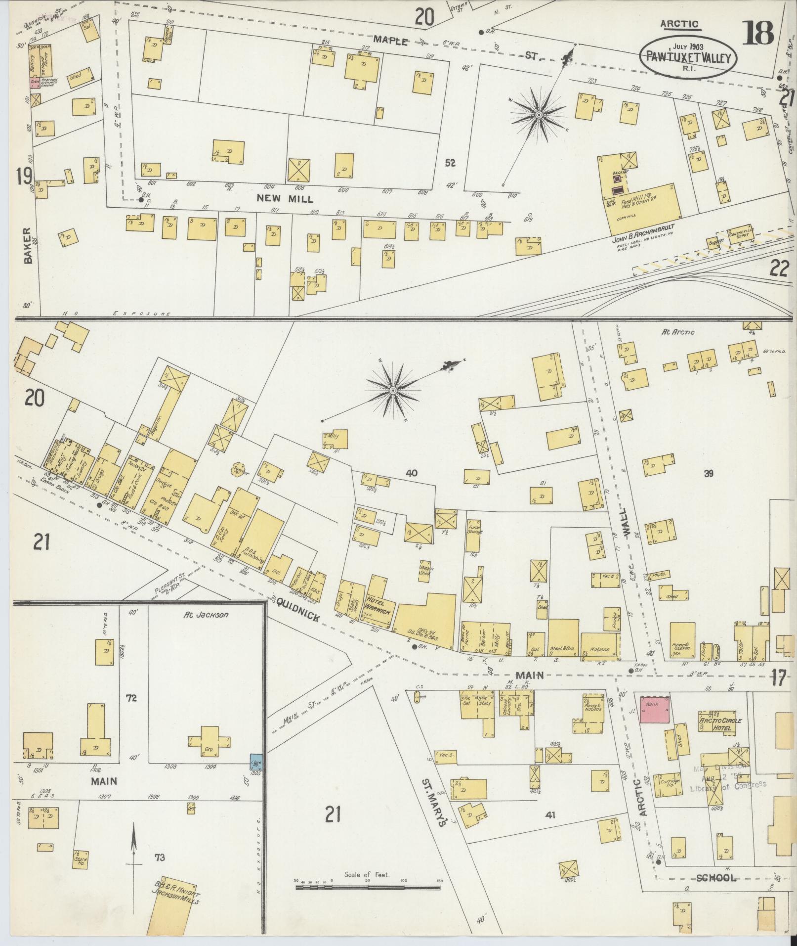 Sanborn Fire Insurance Map from Pawtuxet Valley, Kent and Providence Counties, Rhode Island (1903), Sheet #0018 - Historic Sanborn Fire Insurance Map Print, vintage old map wall art, antique decor, genealogy gift, Washington Washington map