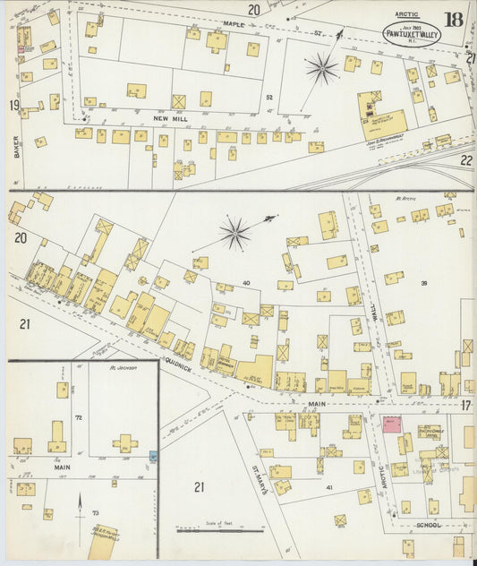 Sanborn Fire Insurance Map from Pawtuxet Valley, Kent and Providence Counties, Rhode Island (1903), Sheet #0018 - Historic Sanborn Fire Insurance Map Print, vintage old map wall art, antique decor, genealogy gift, Washington Washington map