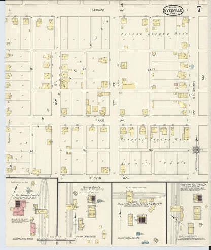 Sanborn Fire Insurance Map from Byesville, Guernsey County, Ohio (1913), Sheet #0007 - Historic Sanborn Fire Insurance Map Print, vintage old map wall art, antique decor, genealogy gift, Ohio Ohio map