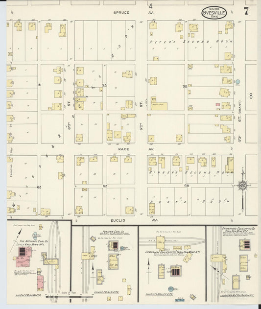 Sanborn Fire Insurance Map from Byesville, Guernsey County, Ohio (1913), Sheet #0007 - Historic Sanborn Fire Insurance Map Print, vintage old map wall art, antique decor, genealogy gift, Ohio Ohio map